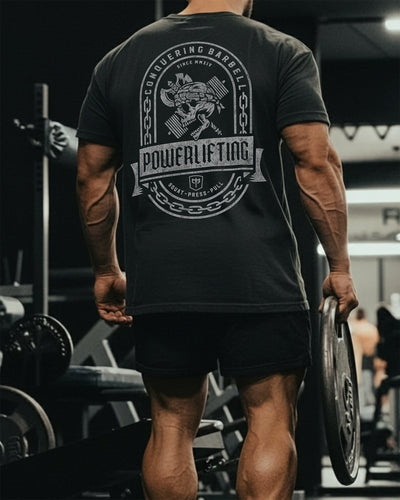 Powerlifting Badge - Relaxed Fit tee - Conquering Barbell