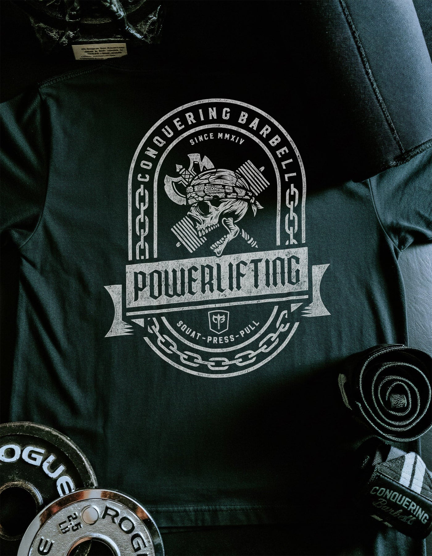 Powerlifting Badge - Relaxed Fit tee - Conquering Barbell