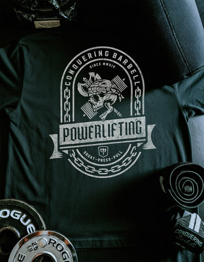Powerlifting Badge - Relaxed Fit tee - Conquering Barbell