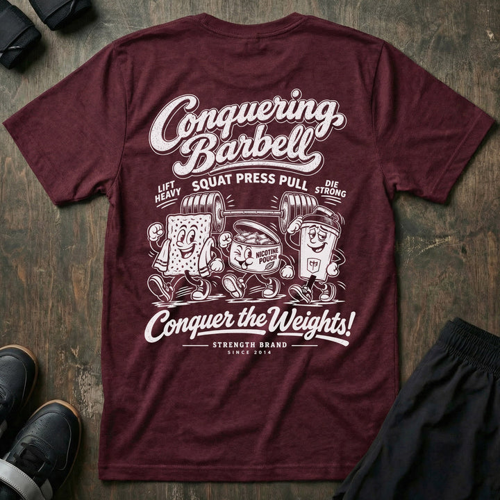 Pre-workout of Champions tee in Maroon