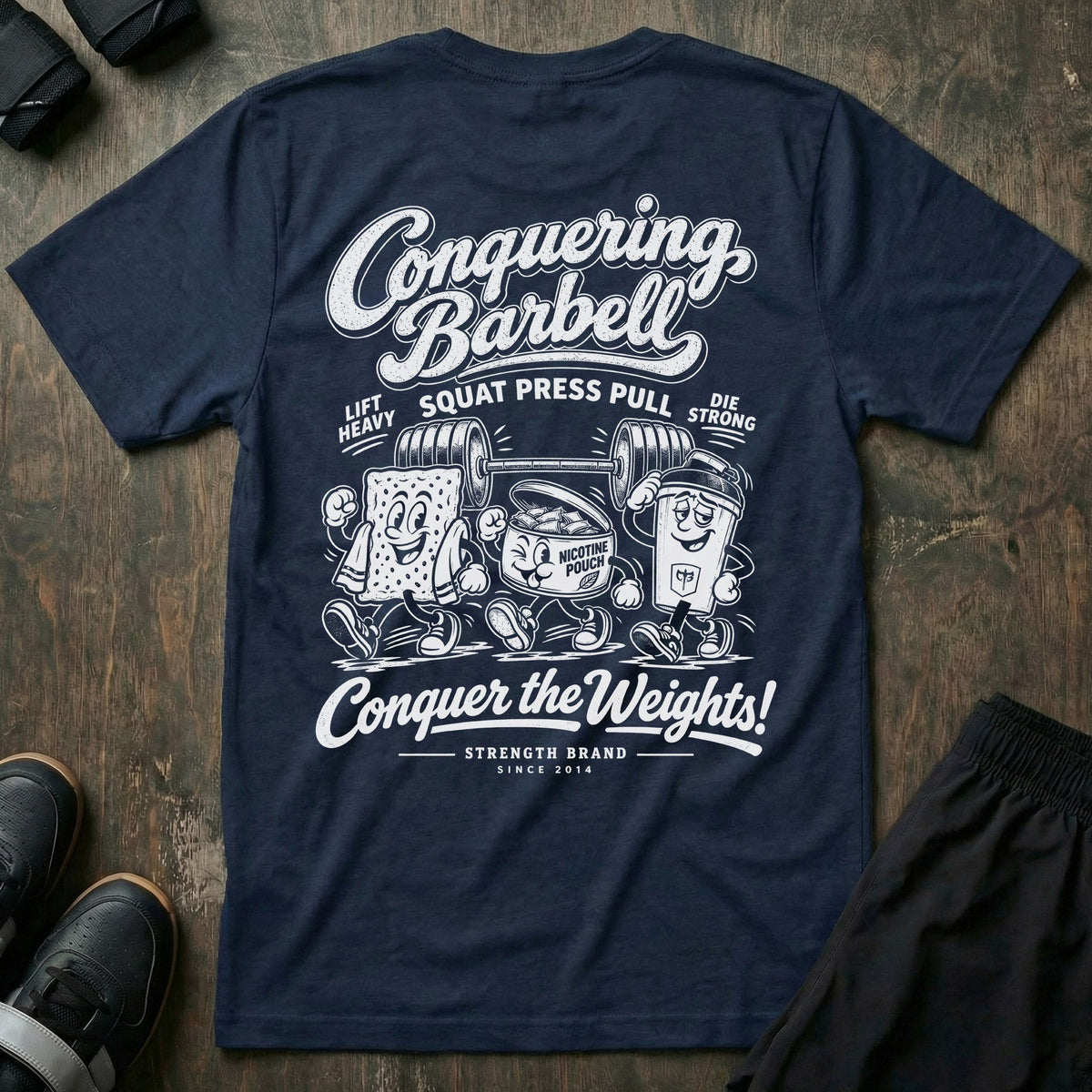 Pre-workout of Champions tee in Navy