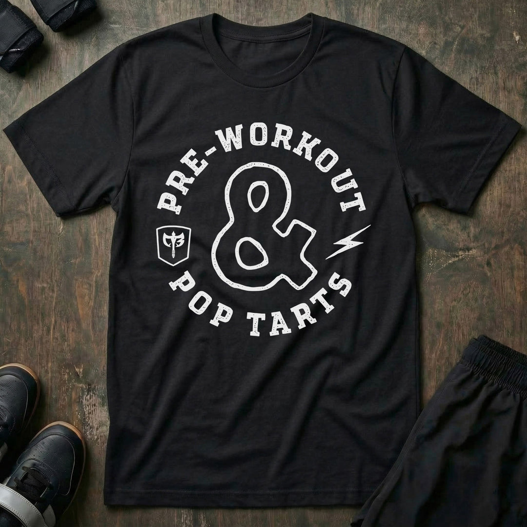 Pre - Workout &amp; Pop Tarts V2.0 on Black Tee - Conquering Barbell