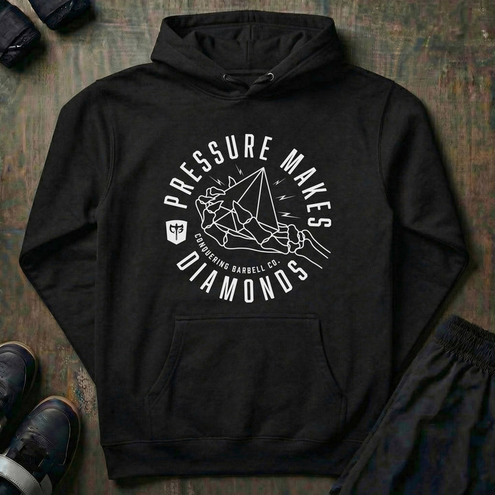 Pressure Makes Diamonds pullover hoodie in Black