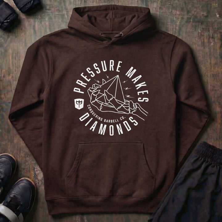 Pressure Makes Diamonds pullover hoodie in Brown