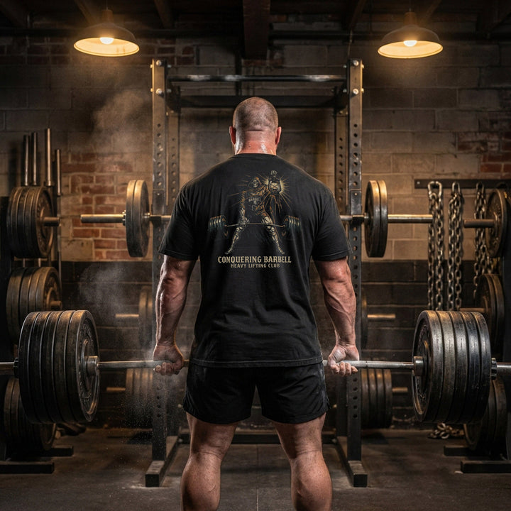 Reaper Heavy Lifting Club relaxed fit tee in Black: Death himself pulling heavy