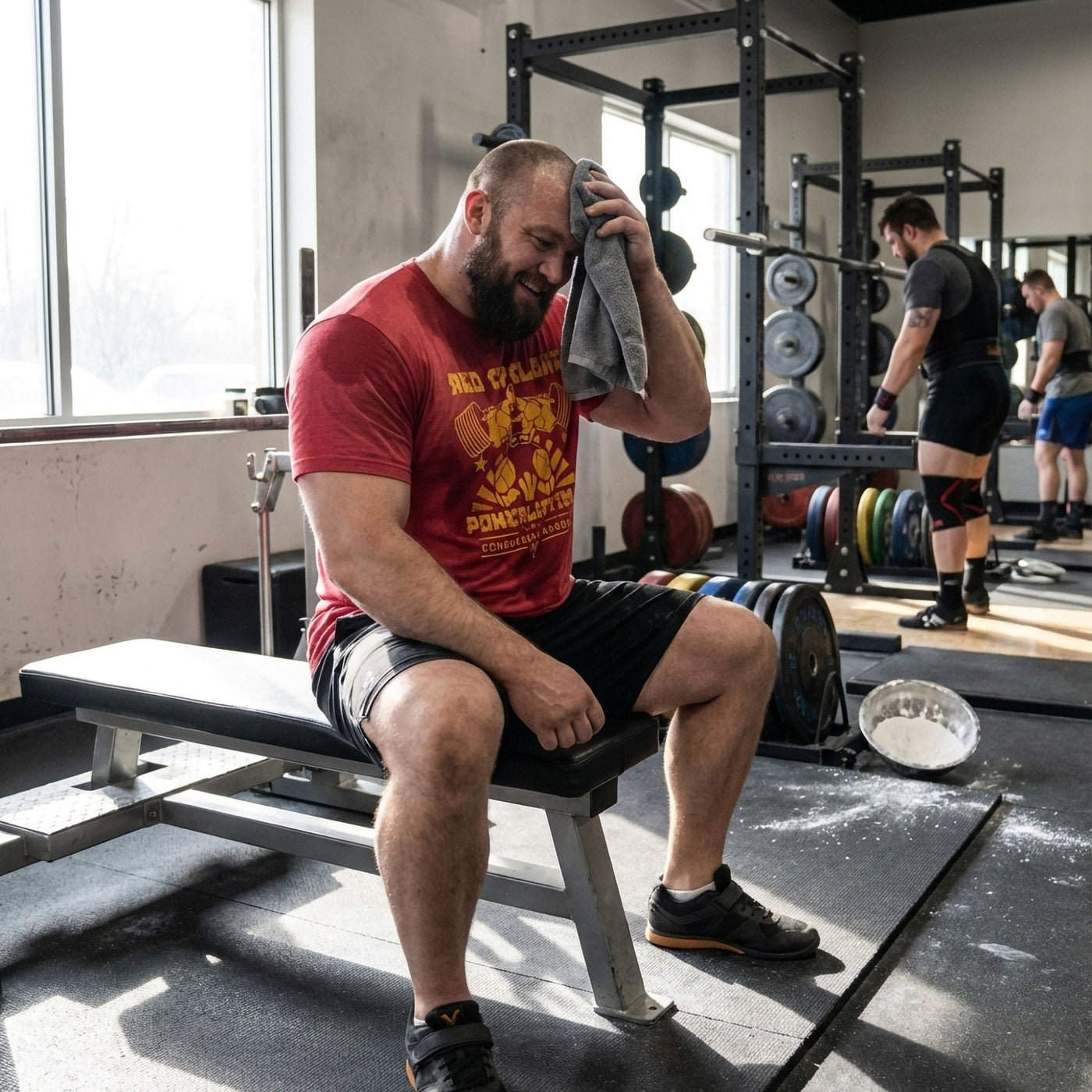 Red Cyclone Powerlifting Tee - Conquering Barbell