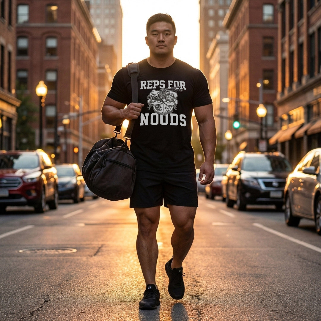 Reps for Noods tee: an overflowing takeout box of ramen with chopsticks and a skull peeking out of the noodles