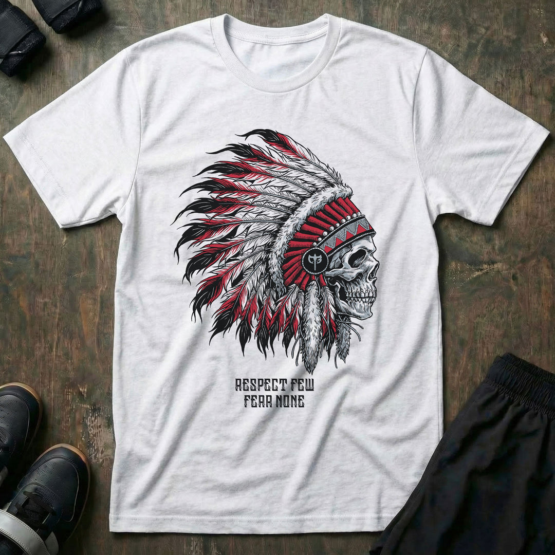 Respect Few, Fear None - on White Tee - Conquering Barbell
