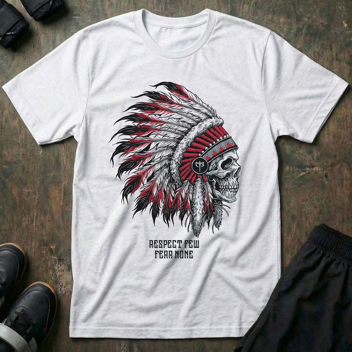 Respect Few, Fear None - on White Tee - Conquering Barbell