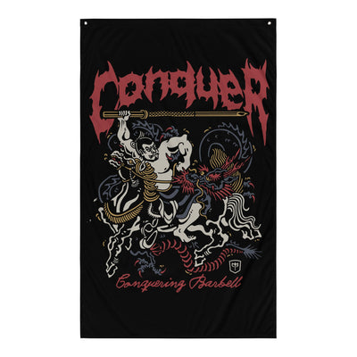 Samurai - Bajutsu - 3' x 5' Polyester Flag - Conquering Barbell