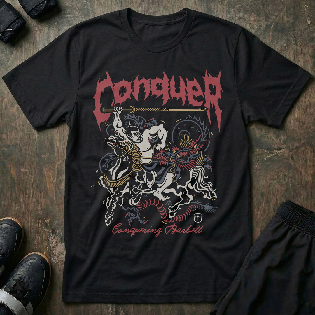 Samurai - Bajutsu - Black Tee - Conquering Barbell