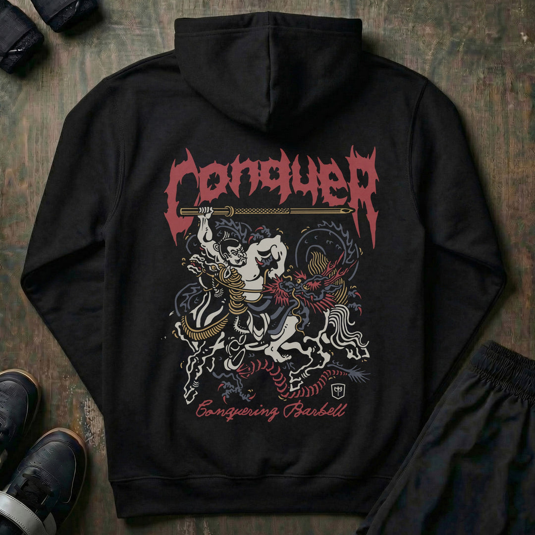 Samurai - Bajutsu - on Black Pullover Hoodie - Conquering Barbell
