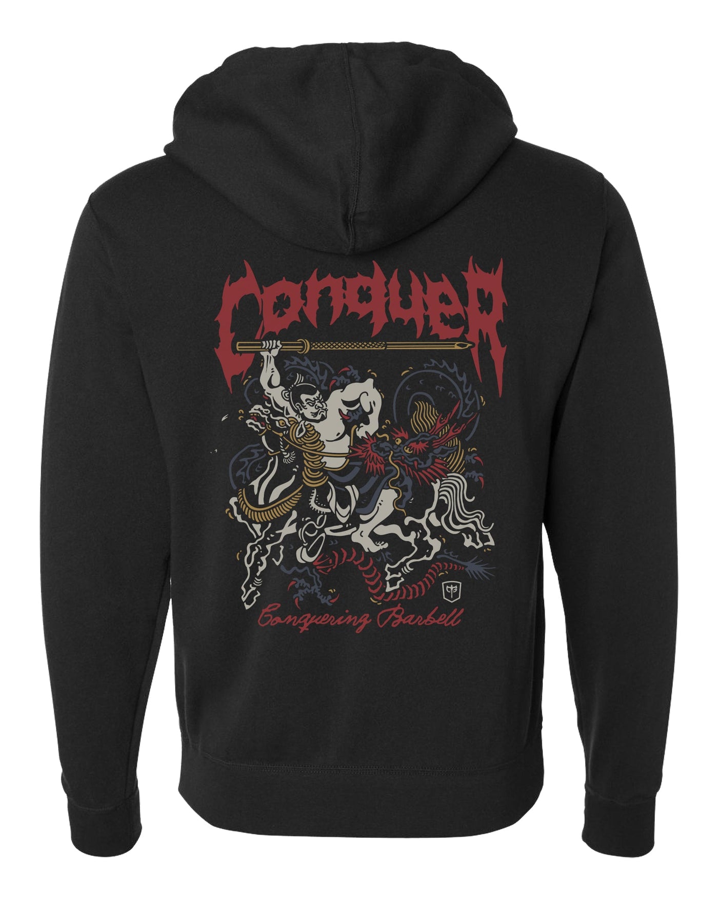 Samurai - Bajutsu - on Black Pullover Hoodie - Conquering Barbell