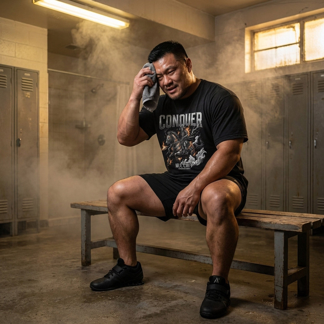 Samurai Charge relaxed fit tee in Black: a warrior on horseback charging through flames and lightning