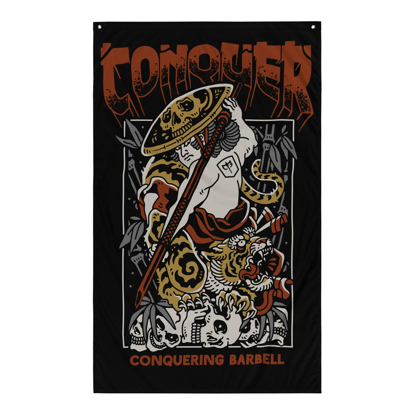 Samurai - Conqueror - 3' x 5' Polyester Flag - Conquering Barbell