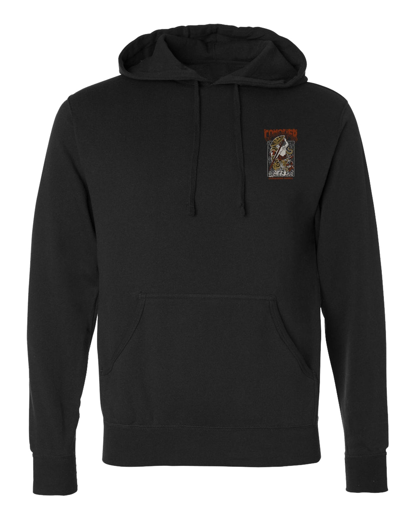 Samurai - Conqueror - on Black Pullover Hoodie - Conquering Barbell