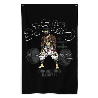 Samurai Deadlift - 3' x 5' Polyester Flag - Conquering Barbell