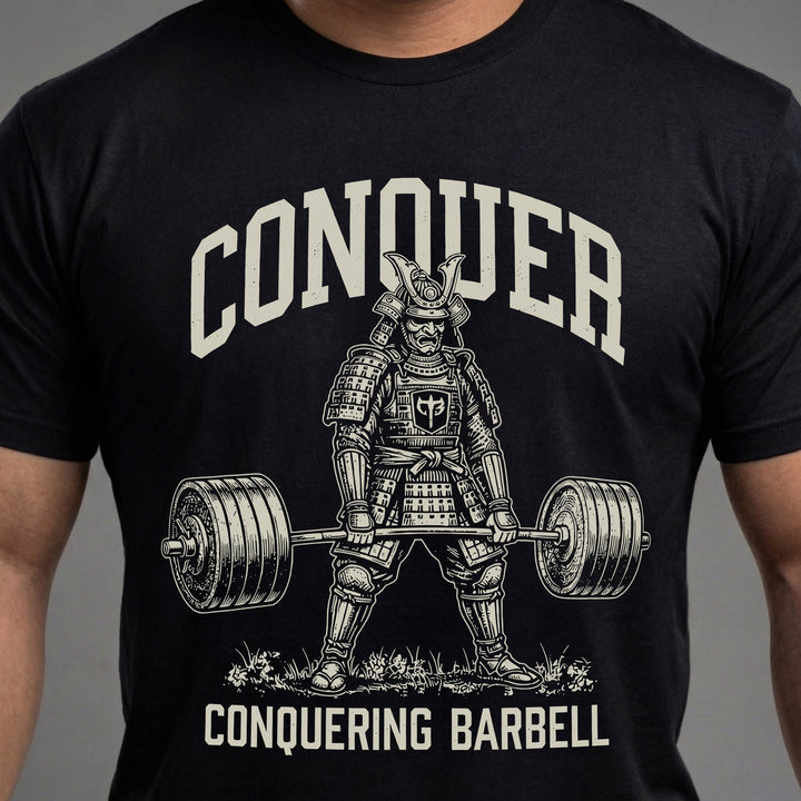 Samurai Deadlift V2 - Black Tee - Conquering Barbell