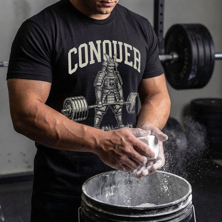 Samurai Deadlift V2 - Black Tee - Conquering Barbell