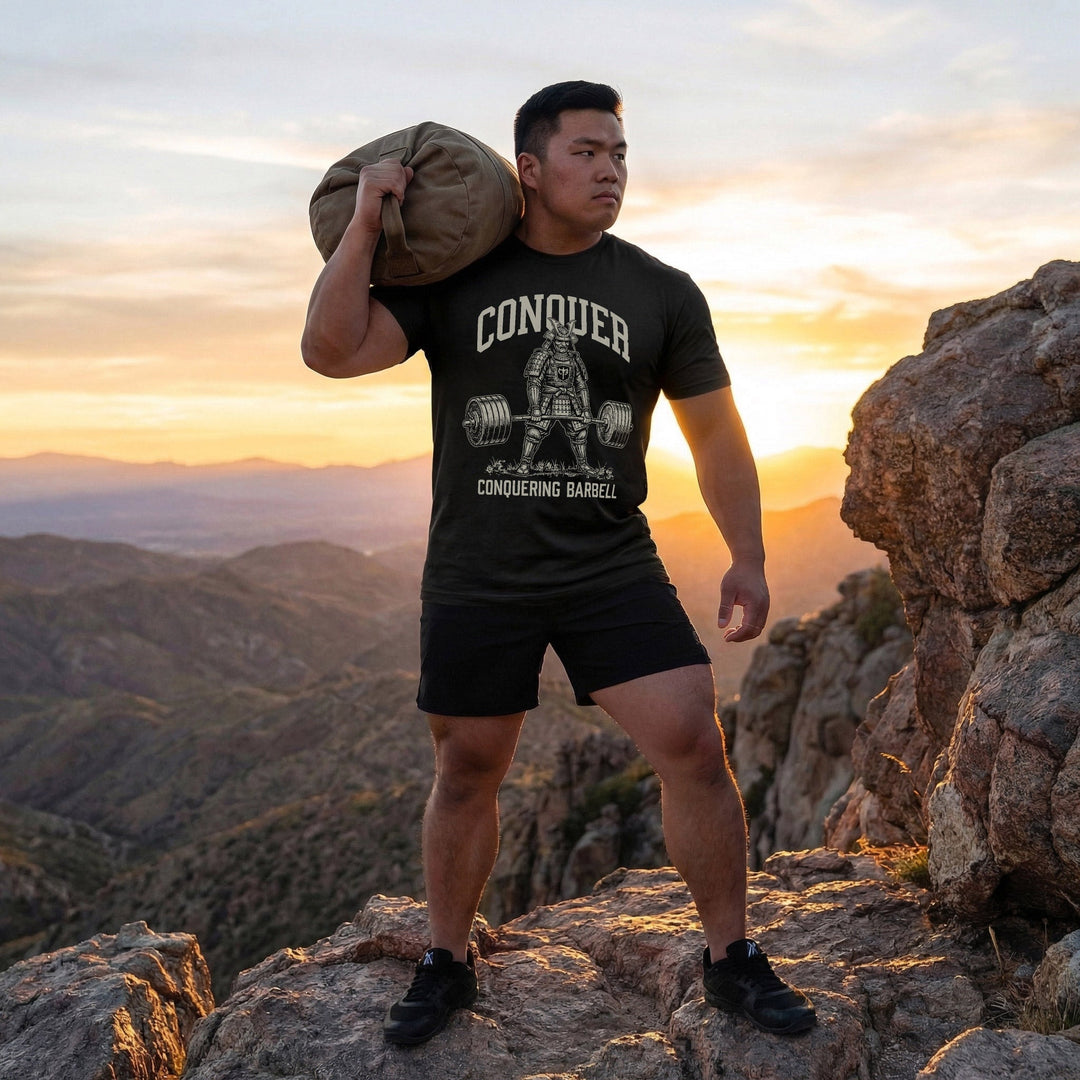 Samurai Deadlift V2 - Black Tee - Conquering Barbell