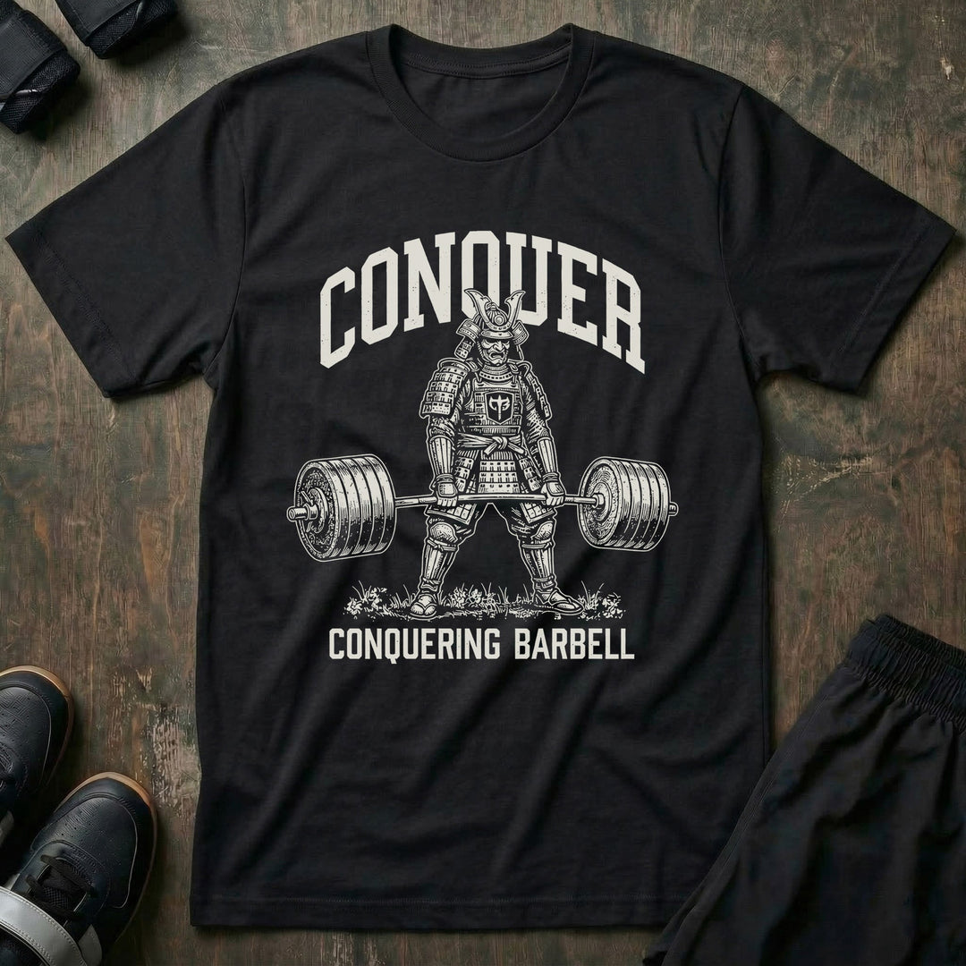 Samurai Deadlift V2 - Black Tee - Conquering Barbell