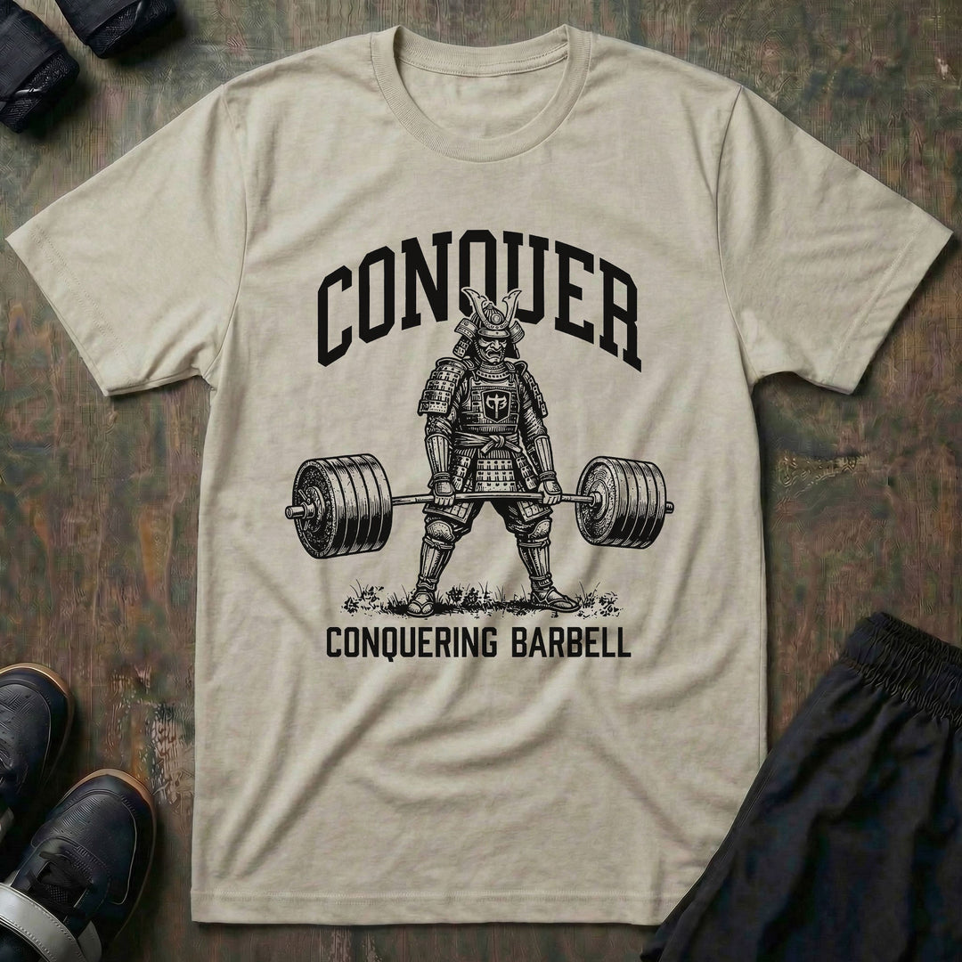 Samurai Deadlift V2 - Sand Tee - Conquering Barbell