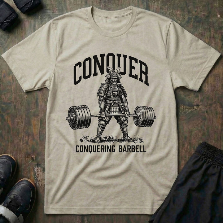Samurai Deadlift V2 - Sand Tee - Conquering Barbell