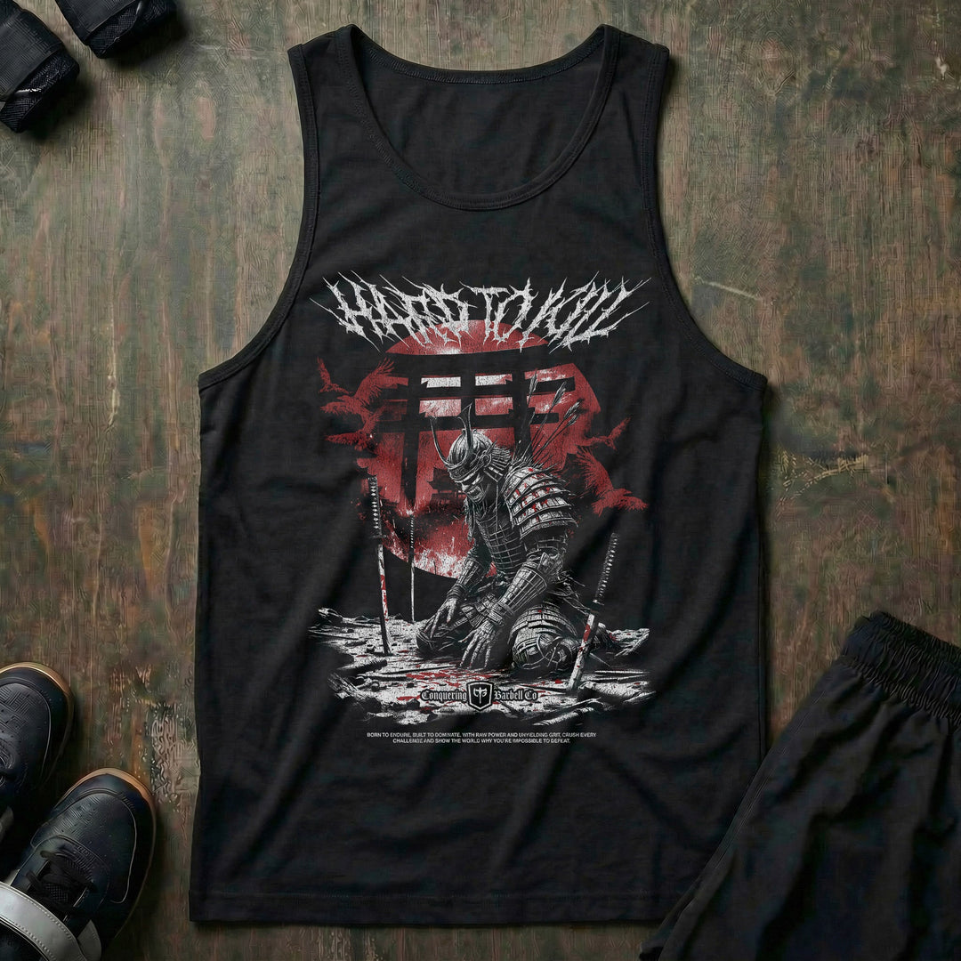 Samurai - Hard to Kill - on Black tank top - Conquering Barbell