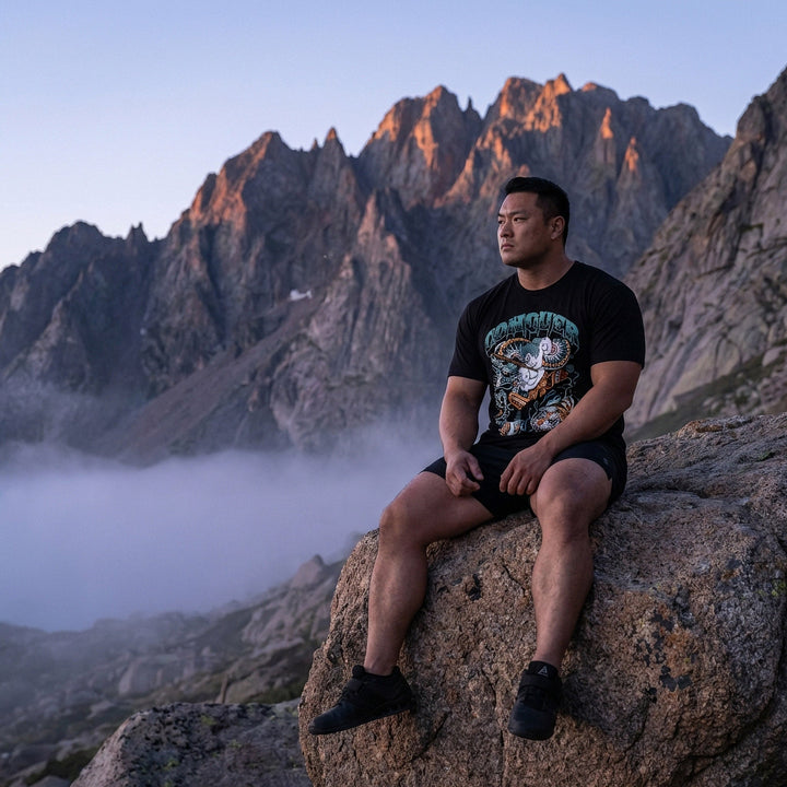 Samurai vs Dragon vs Tiger - Black Tee - Conquering Barbell
