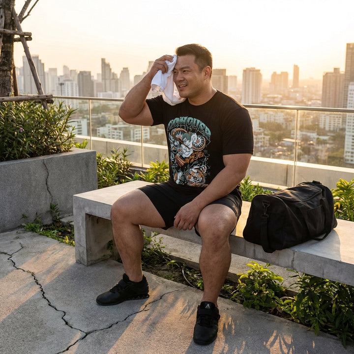 Samurai vs Dragon vs Tiger - Black Tee - Conquering Barbell