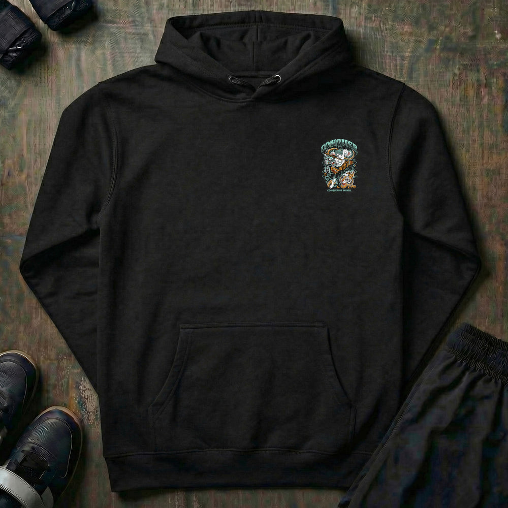 Samurai vs Dragon vs Tiger pullover hoodie in Black, front