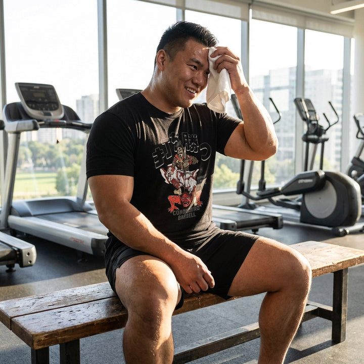 Samurai vs Oni Demon - Black Tee - Conquering Barbell