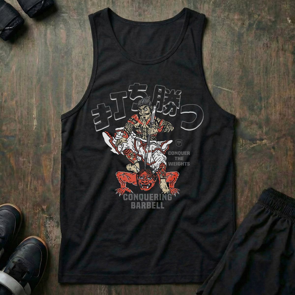 Samurai vs Oni Demon tank top in Black