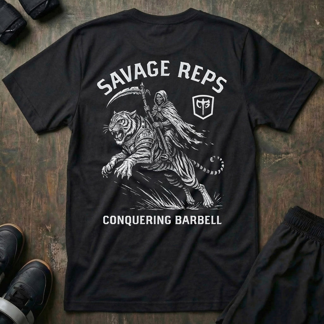Savage Reps - Black Tee - Conquering Barbell