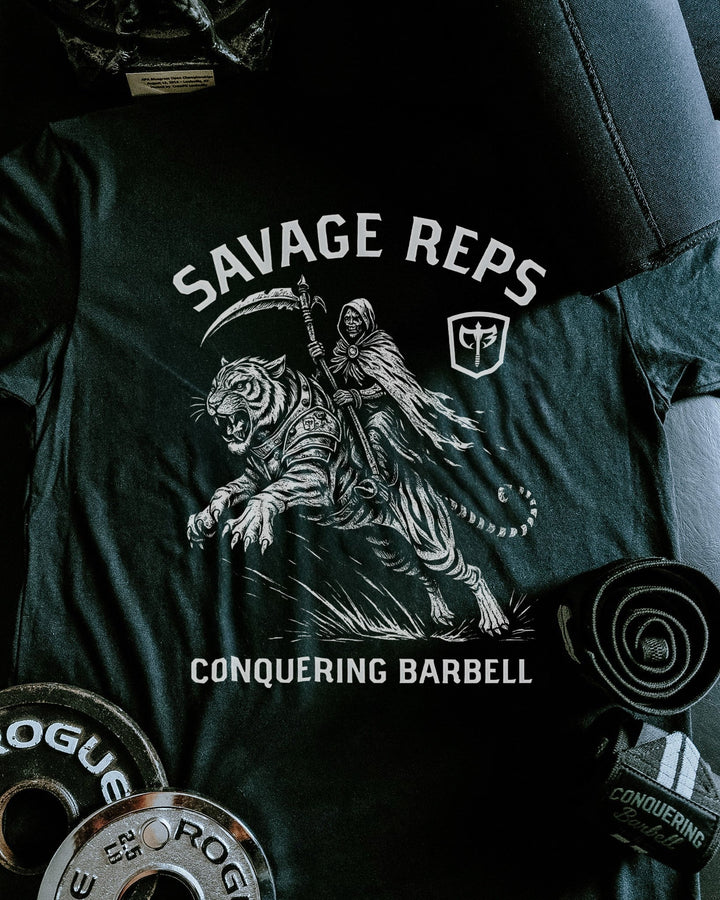 Savage Reps - Black Tee - Conquering Barbell
