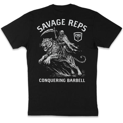 Savage Reps - Black Tee - Conquering Barbell