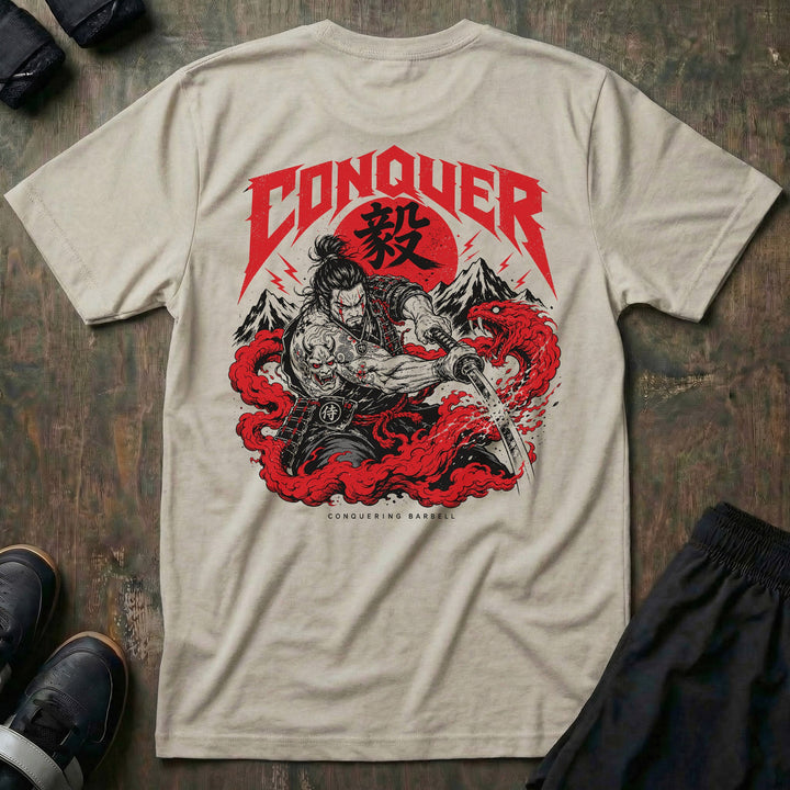 Sever tee in Sand: a battle-hardened samurai at the moment of commitment