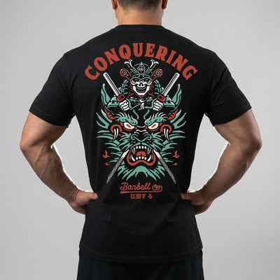 Slaying the Dragon - Black Tee - Conquering Barbell