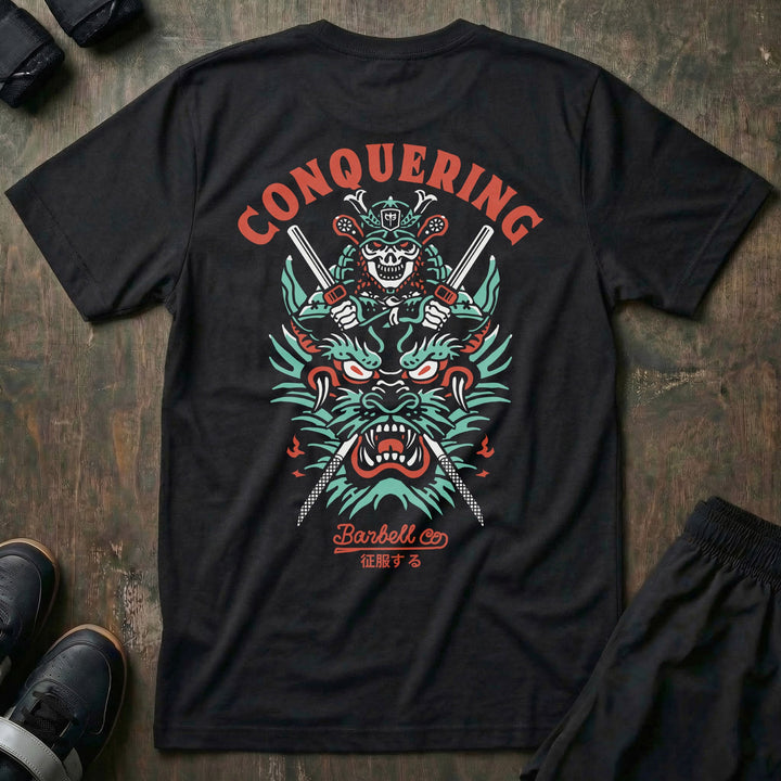 Slaying the Dragon - Black Tee - Conquering Barbell