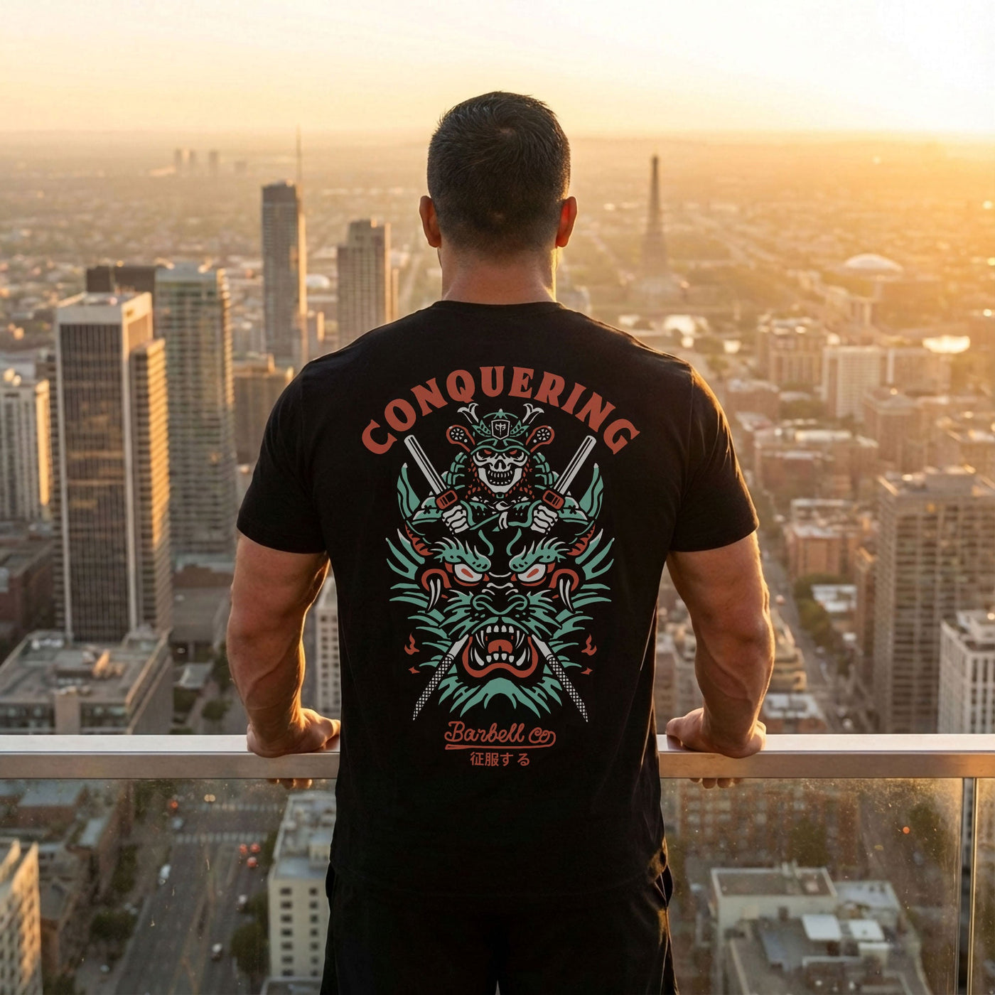 Slaying the Dragon - Black Tee - Conquering Barbell