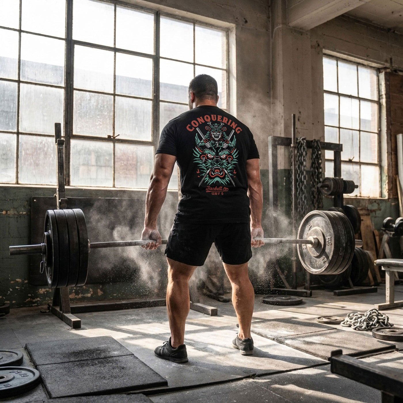 Slaying the Dragon - Black Tee - Conquering Barbell