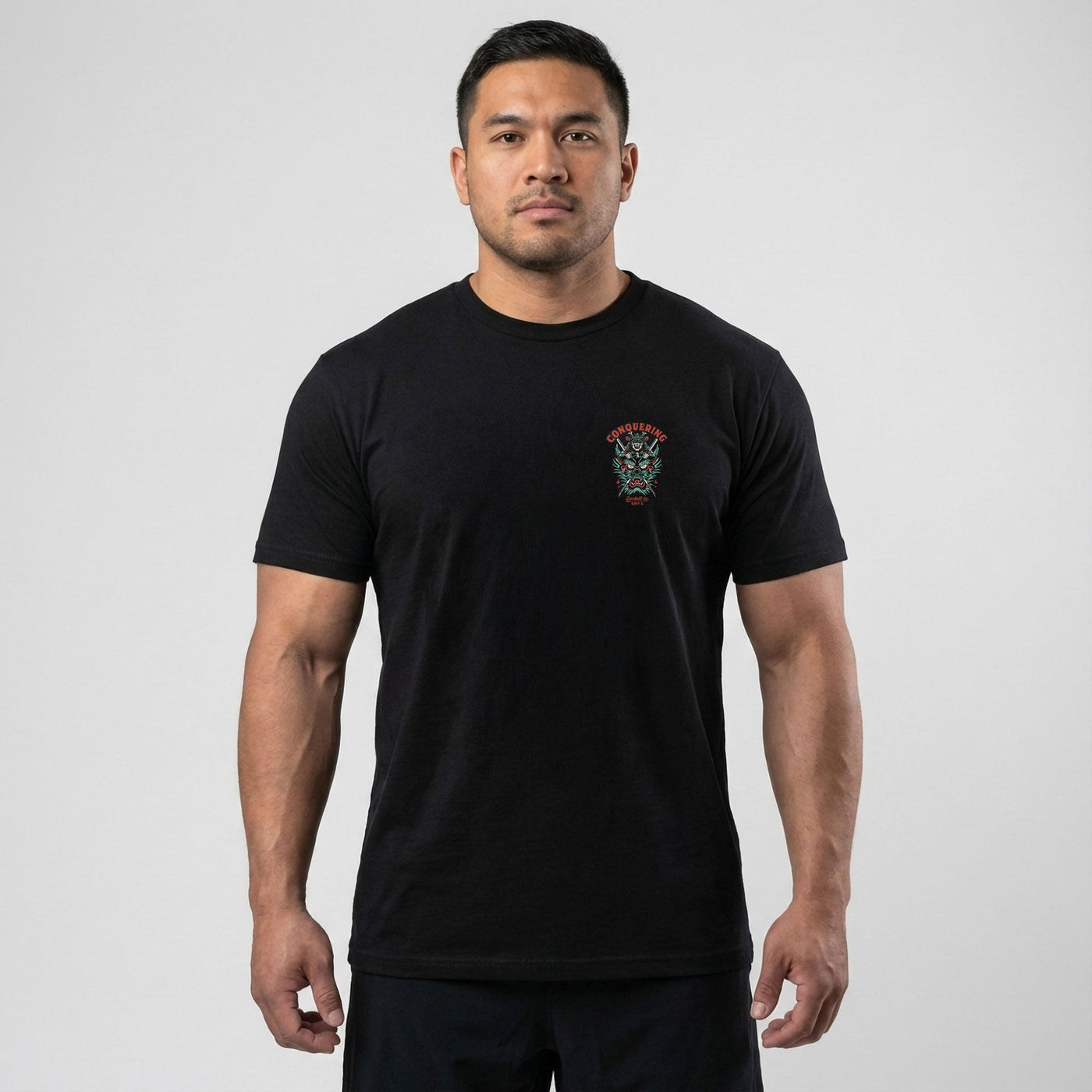 Slaying the Dragon - Black Tee - Conquering Barbell