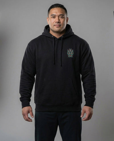 Slaying the Dragon - on Black Pullover Hoodie - Conquering Barbell