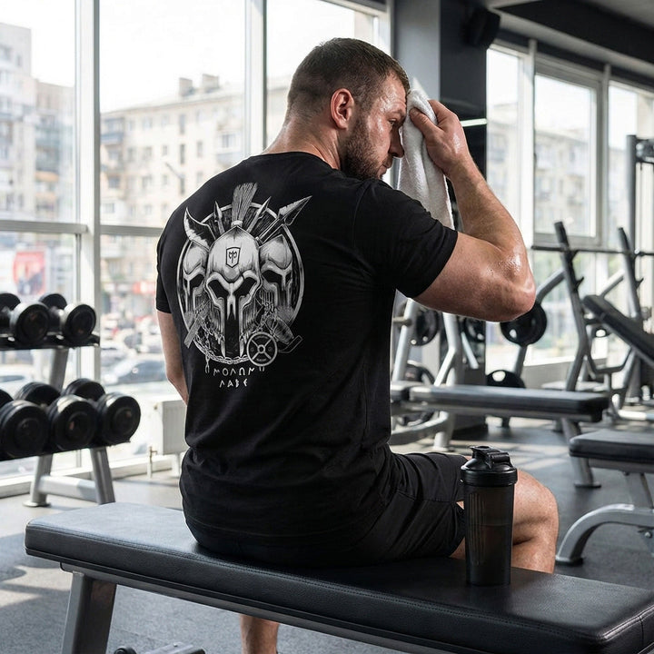 Spartans - on Black Tee - Conquering Barbell