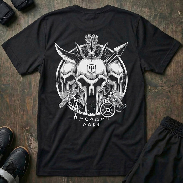 Spartans - on Black Tee - Conquering Barbell