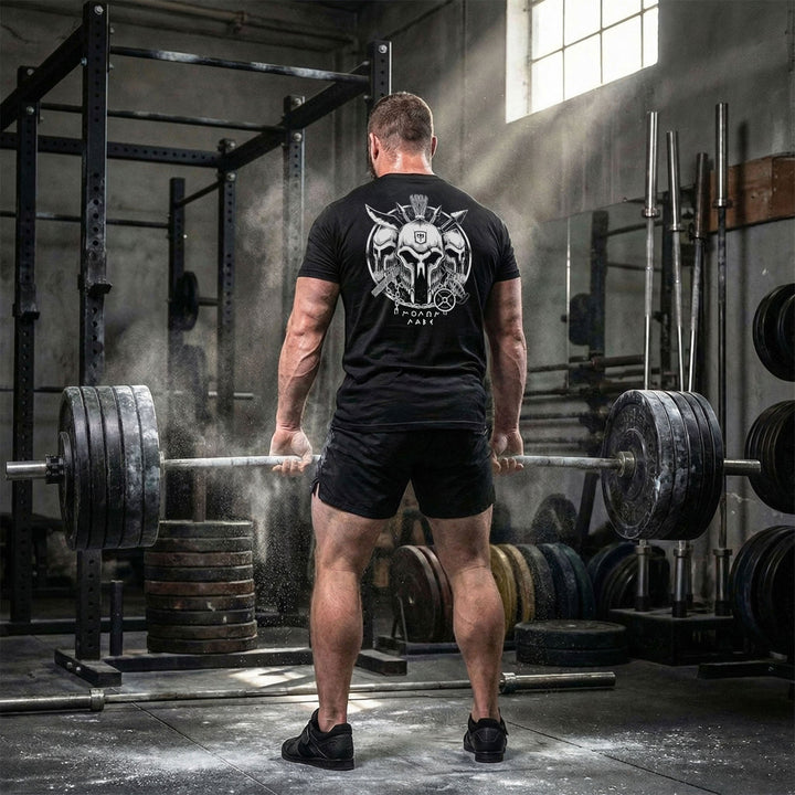 Spartans - on Black Tee - Conquering Barbell