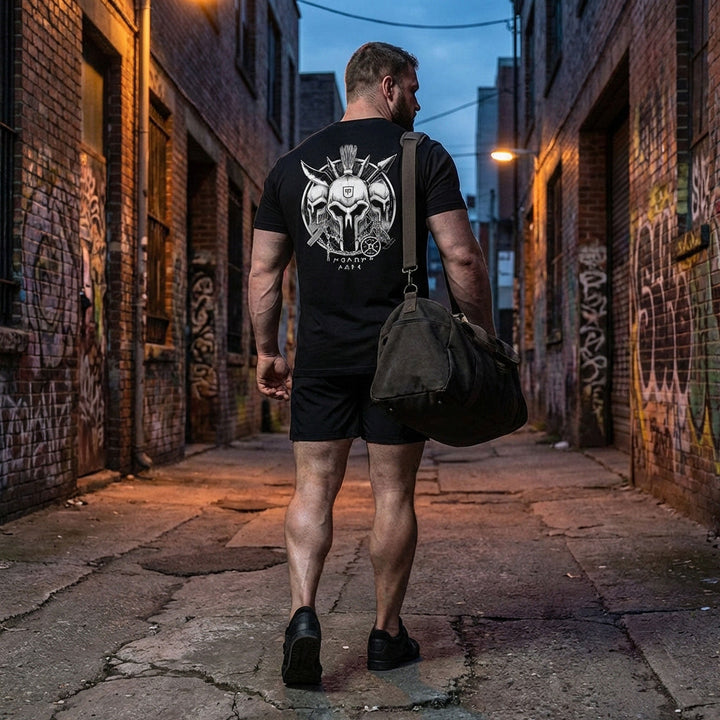 Spartans - on Black Tee - Conquering Barbell