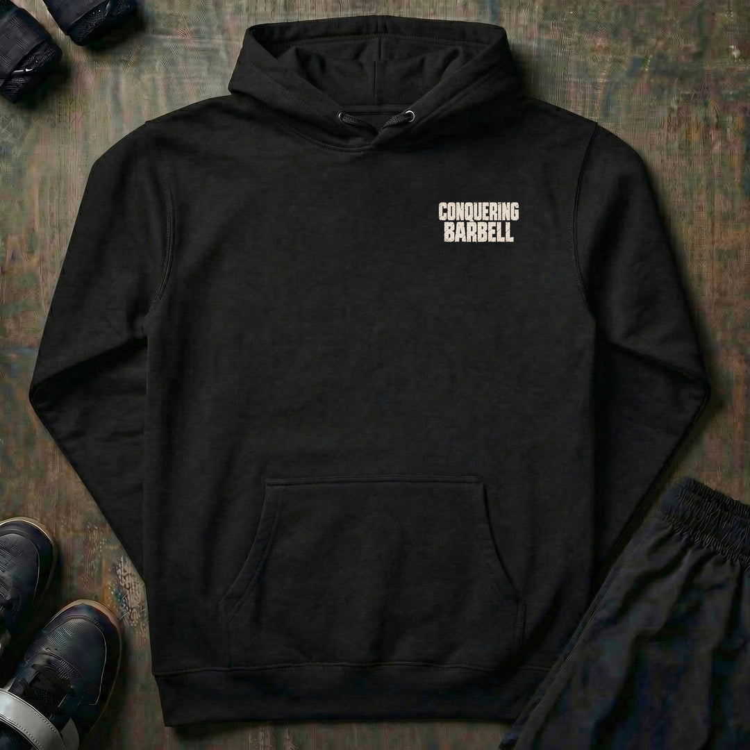 Squat Bench Deadlift - Barbell Lockup - Pullover Hoodie - left chest print on black