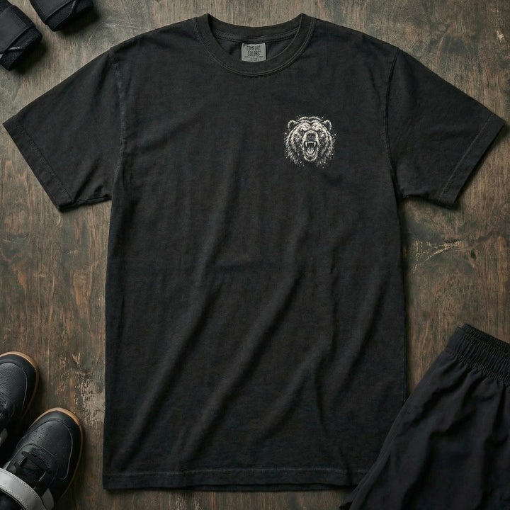 Squat Bench Deads - Grizzly - Relaxed Fit Tee - left chest print on black