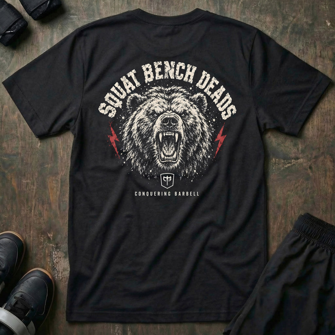 Squat Bench Deads - Grizzly - Tee - back print on black